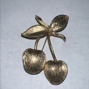 Sarah Coventry Gold Cherry Brooch